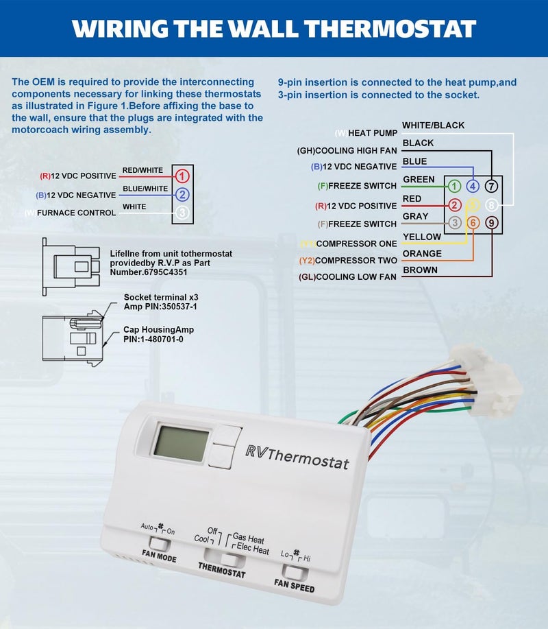 USTAR Upgraded RV 6536A3351 Digital Thermostat Compatible with Coleman Mach, Wall-Mounted, White, Two-Stage Digital Thermostat Fit for Heat Pump & Gas Furnace - Image 4